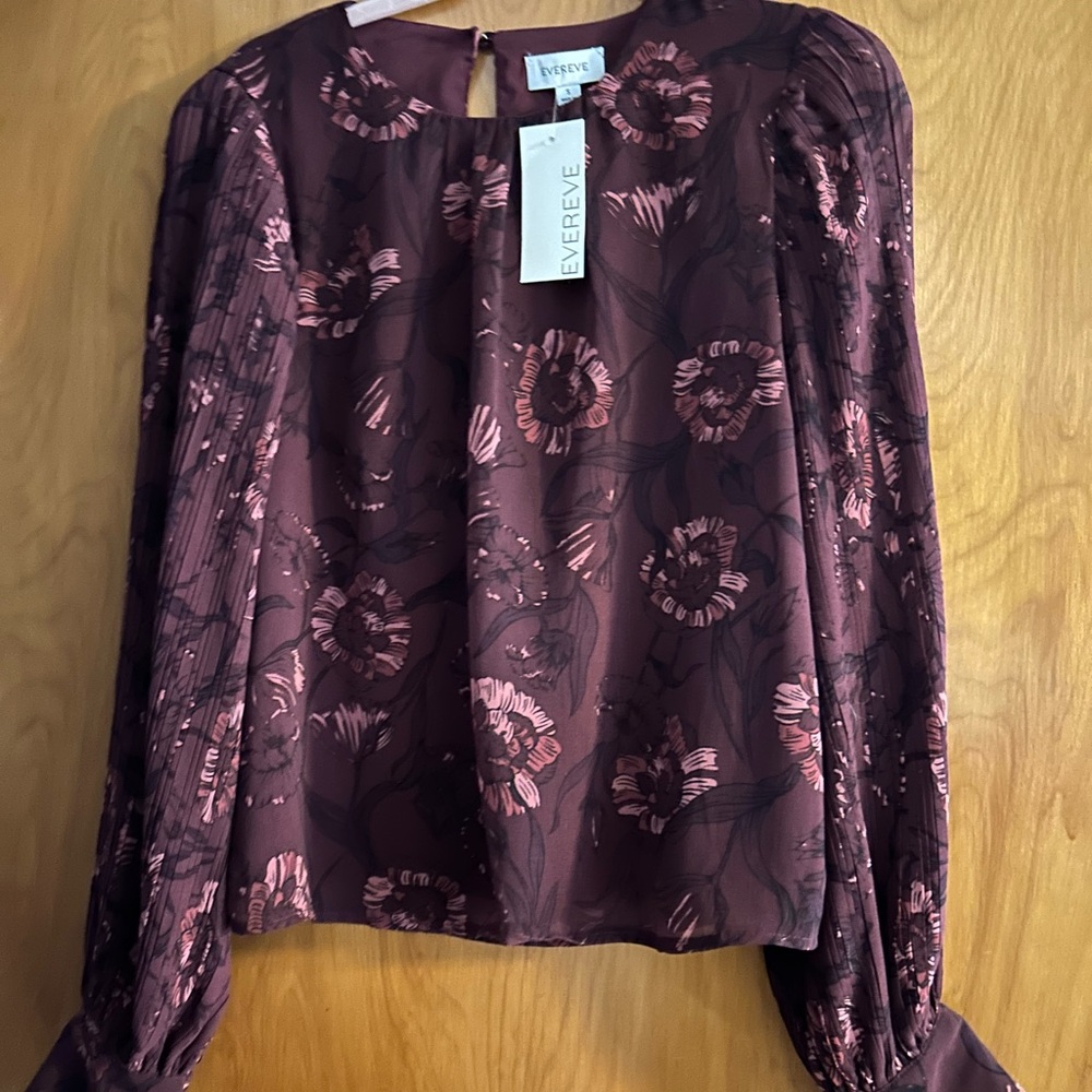 Evereve Cooper Pleated Blouse Small NWT